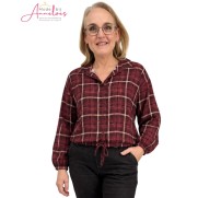 Enjoy blouse ruit 503674_252 wijnrood